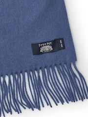 Savile Row Company Blue Virgin Wool Fringed Scarf - Image 3 of 3