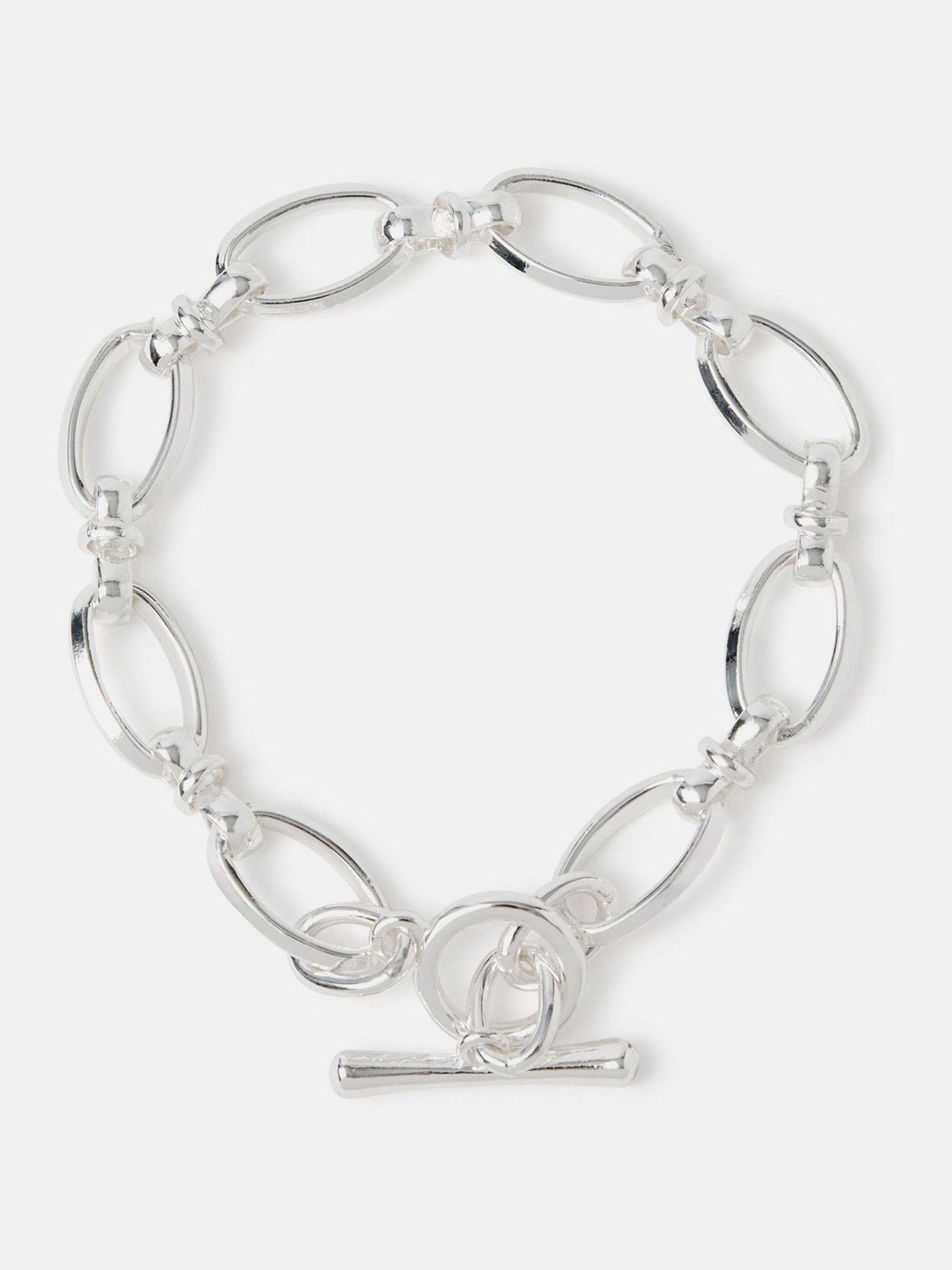 Buy Accessorize 925 Sterling Silver Knot Chain T-Bar Bracelet from