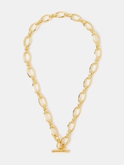 Accessorize Gold Plated 14ct Knot Chain T-Bar Necklace - Image 1 of 2