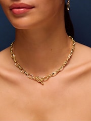 Accessorize Gold Plated 14ct Knot Chain T-Bar Necklace - Image 2 of 2