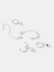 Accessorize Silver Sterling Silver-Plated Freshwater Pearl Stud & Hoop Earrings 5 Pack - Image 1 of 2