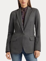 Lauren Ralph Lauren Grey Wool Twill Blazer - Image 6 of 9