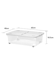 Wham Set of 3 Clear 32Ltr Plastic Storage Boxes With Wheels & Folding Lid - Image 4 of 4