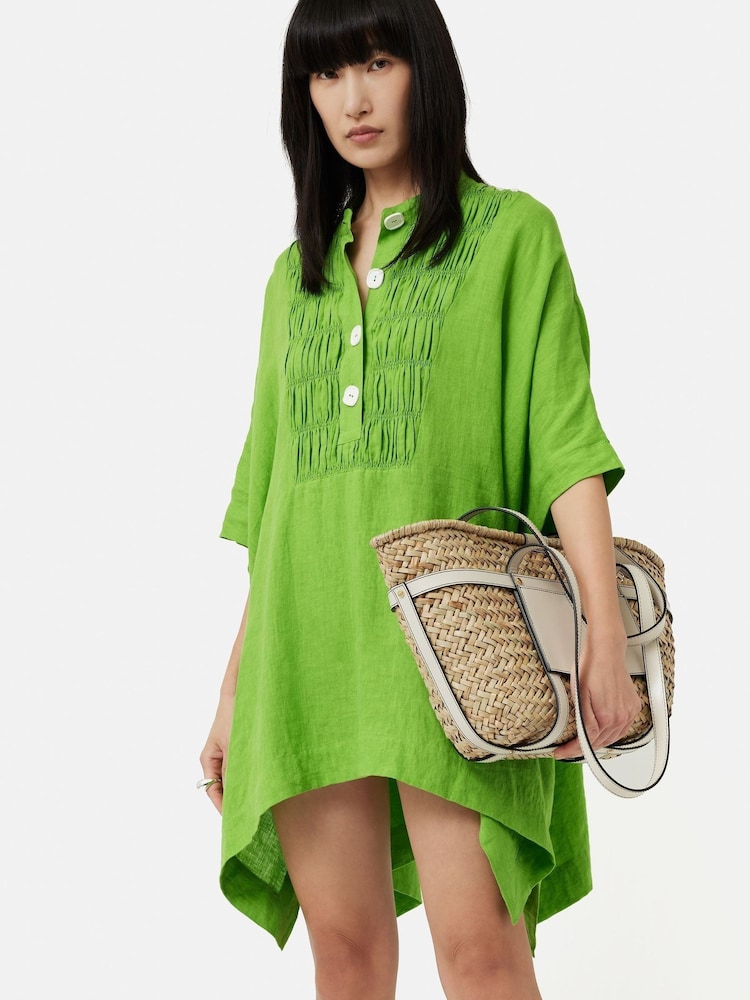 Jigsaw Green Button Detail Linen Cover-Up - Image 2 of 7