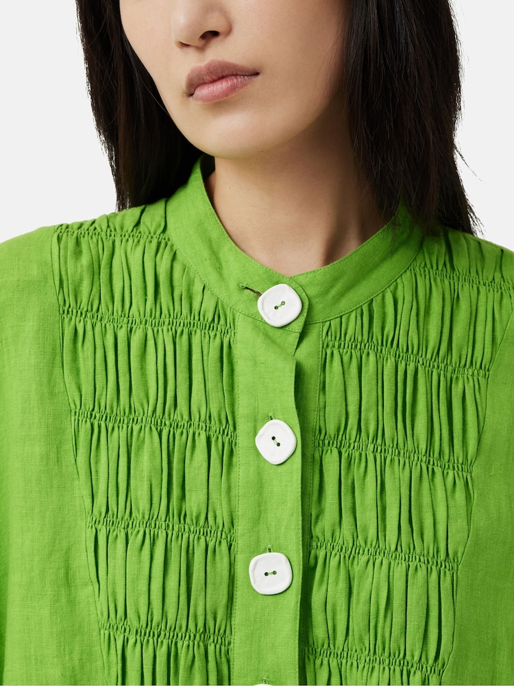 Jigsaw Green Button Detail Linen Cover-Up - Image 7 of 7
