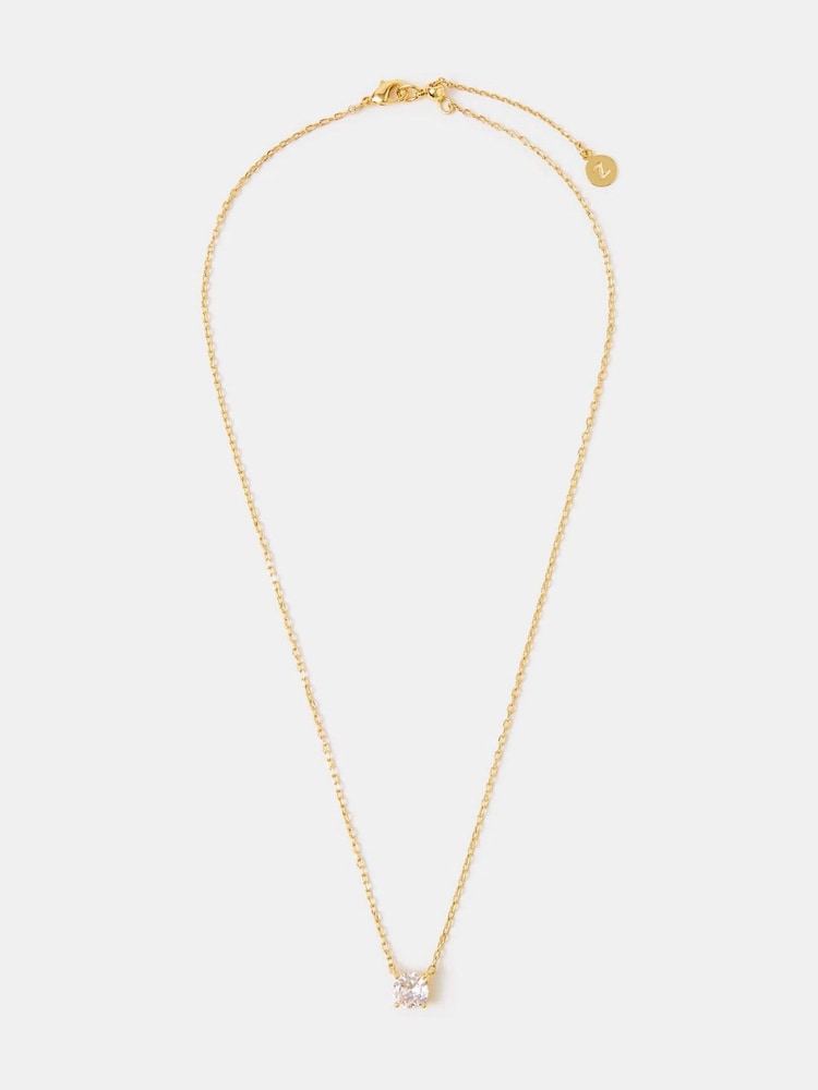 Accessorize Gold Plated 14ct Cubic Zirconia Pendant Necklace - Image 1 of 2 Accessorize Gold Plated 14ct Cubic Zirconia Pendant Necklace - Image 1 of 2