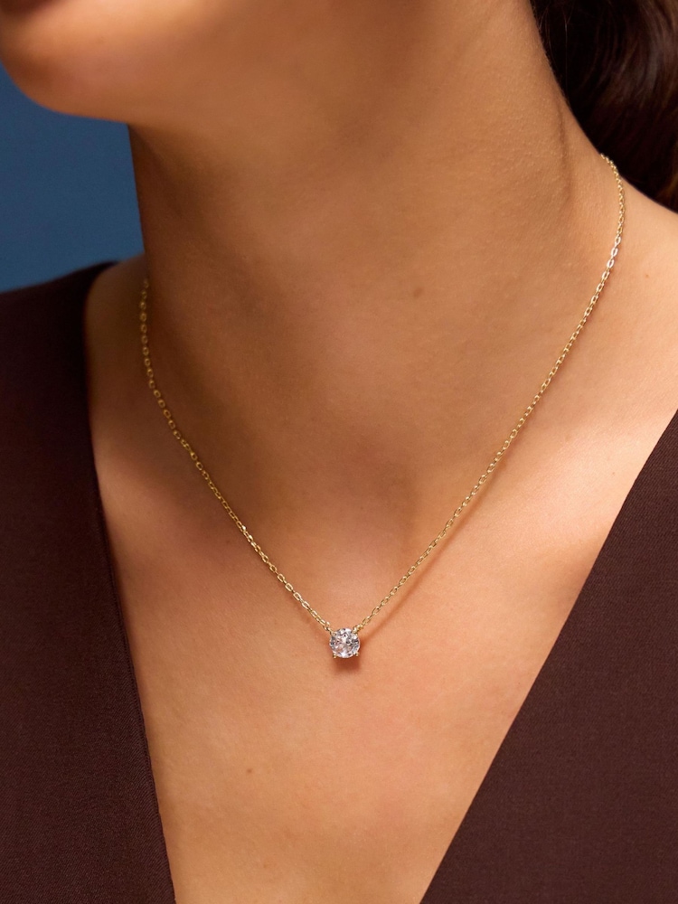 Accessorize Gold Plated 14ct Cubic Zirconia Pendant Necklace - Image 2 of 2 Accessorize Gold Plated 14ct Cubic Zirconia Pendant Necklace - Image 2 of 2