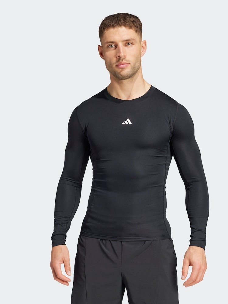 adidas Black TECHFIT Compression Training Long Sleeve Top - Image 1 of 7