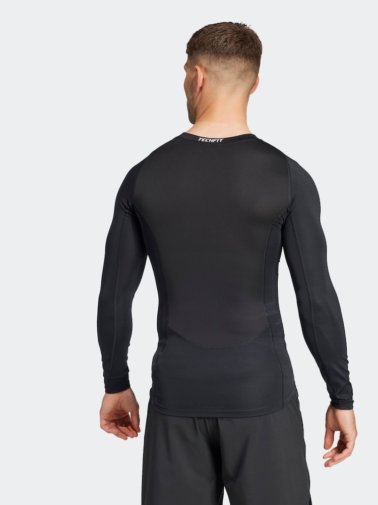 adidas Black TECHFIT Compression Training Long Sleeve Top - Image 2 of 7