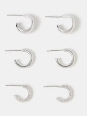 Accessorize 925 Sterling Silver Mini Hoop Earrings 3-Pack - Image 1 of 2