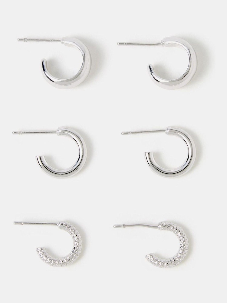 Accessorize 925 Sterling Silver Mini Hoop Earrings 3-Pack - Image 1 of 2