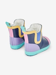 JoJo Maman Bébé Navy Blue Cosy Lined Colour Block Wellies - Image 2 of 6