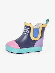 JoJo Maman Bébé Navy Blue Cosy Lined Colour Block Wellies - Image 4 of 6