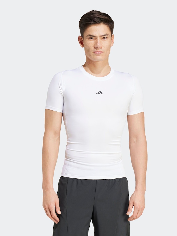 adidas White TECHFIT Compression Training T-Shirt - Image 1 of 7