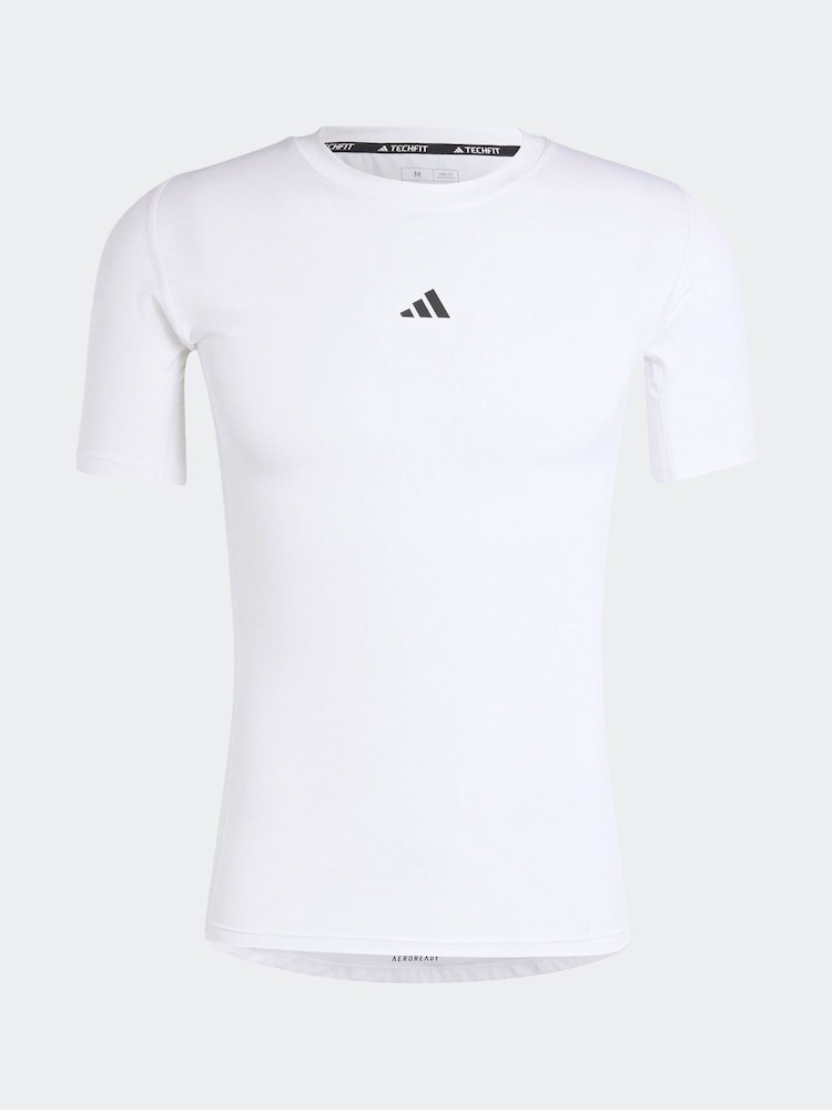 adidas White TECHFIT Compression Training T-Shirt - Image 7 of 7