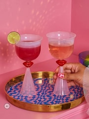 Eleanor Bowmer Pink and Blue Lips Tinted Wine Glass - Image 1 of 6