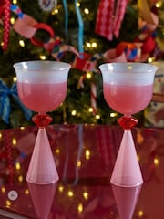 Eleanor Bowmer Pink and Blue Lips Tinted Wine Glass - Image 2 of 6