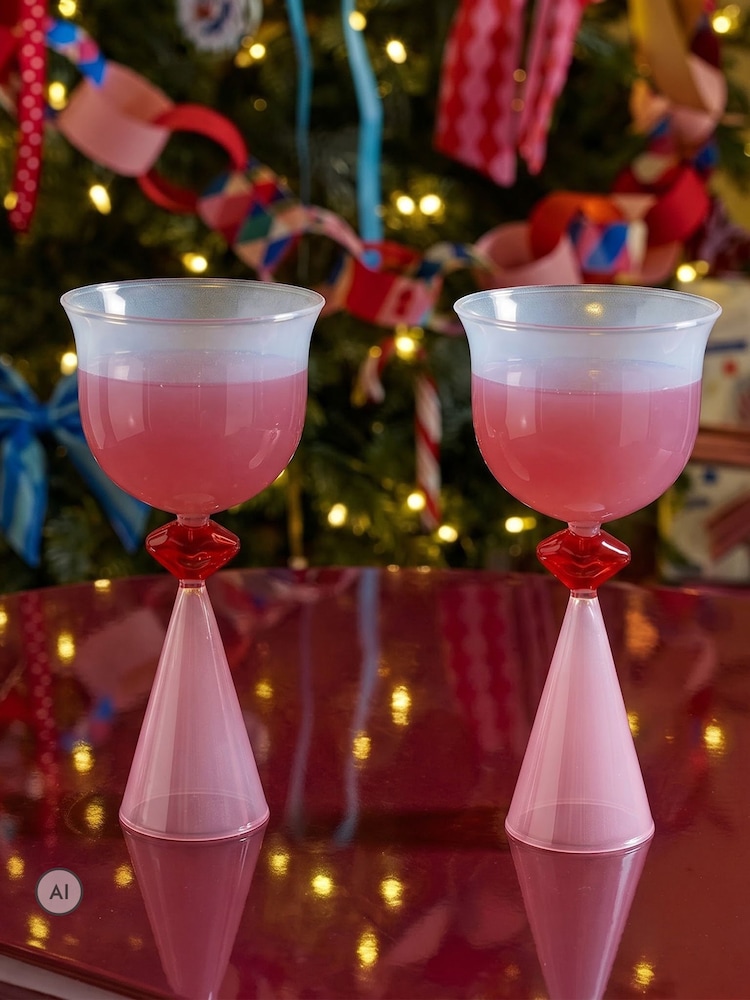 Eleanor Bowmer Pink and Blue Lips Tinted Wine Glass - Image 2 of 6 Eleanor Bowmer Pink and Blue Lips Tinted Wine Glass - Image 2 of 6