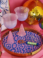 Eleanor Bowmer Pink and Blue Lips Tinted Wine Glass - Image 4 of 6