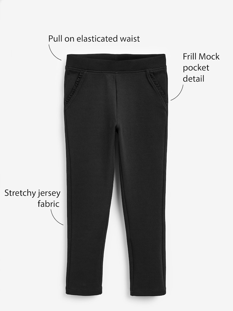 Black Pull-On Cotton Rich Stretch School Trousers (3-16yrs) - Image 4 of 6