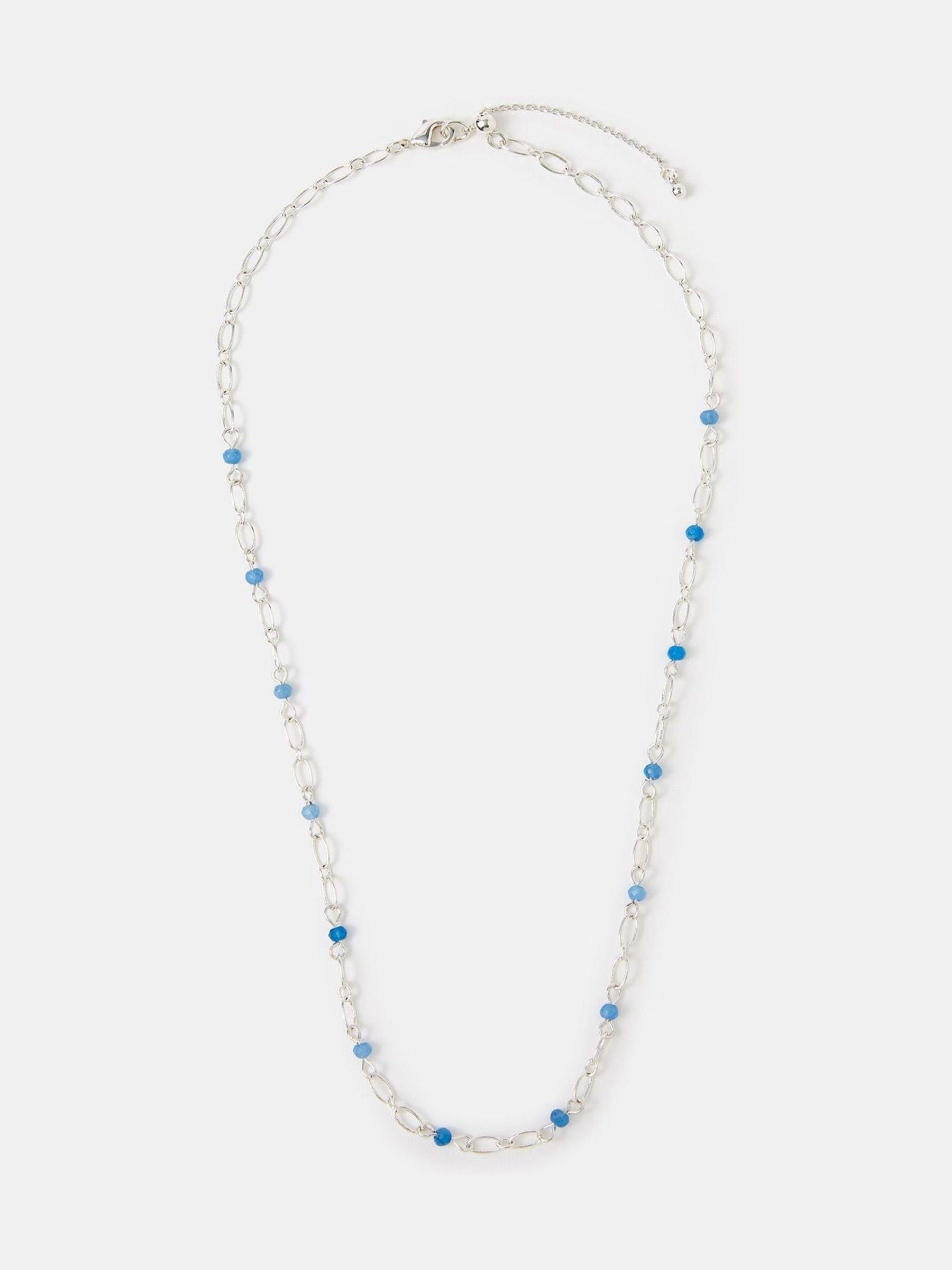 Buy Accessorize Silver Plated Blue Quartz Station Necklace from