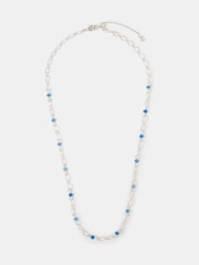 Accessorize Silver Plated Blue Quartz Station Necklace - Image 1 of 2