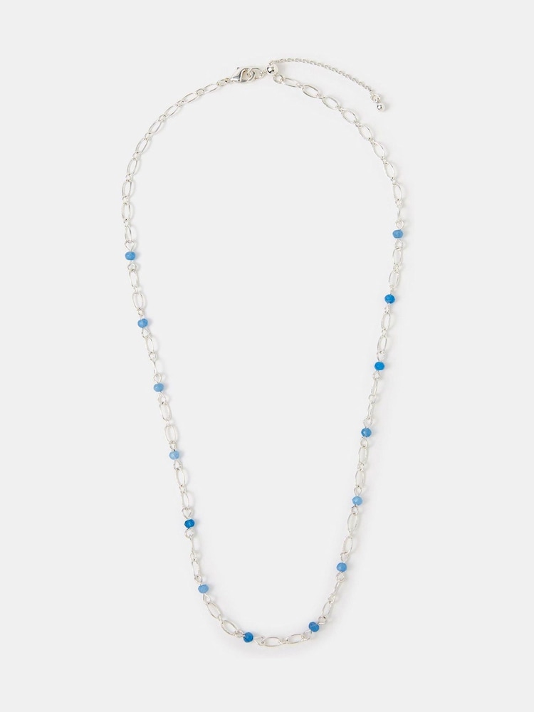 Accessorize Silver Plated Blue Quartz Station Necklace - Image 1 of 2 Accessorize Silver Plated Blue Quartz Station Necklace - Image 1 of 2