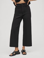 Anthropologie Black Maeve The Colette Knit Crop Wide-Leg Trousers - Image 1 of 4