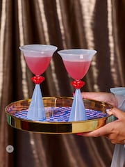 Eleanor Bowmer Pink and Blue Lips Tinted Cocktail Glass - Image 2 of 4