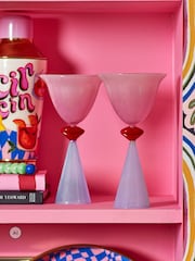 Eleanor Bowmer Pink and Blue Lips Tinted Cocktail Glass - Image 3 of 4