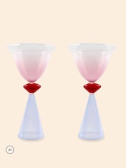 Eleanor Bowmer Pink and Blue Lips Tinted Cocktail Glass - Image 4 of 4
