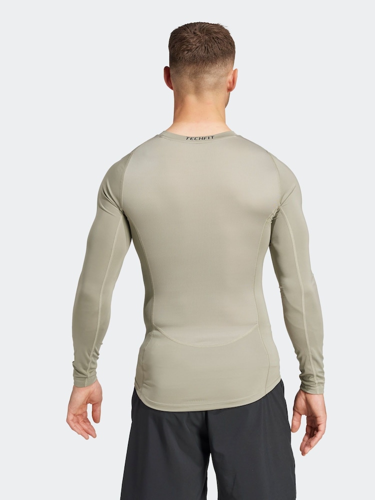 adidas Green Techfit Compression Training Long Sleeve Long Sleeve Top - Image 2 of 7