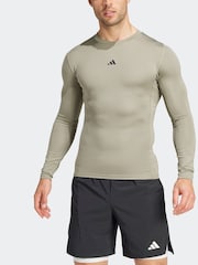 adidas Green Techfit Compression Training Long Sleeve Long Sleeve Top - Image 6 of 7