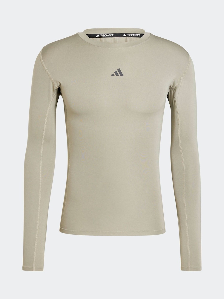 adidas Green Techfit Compression Training Long Sleeve Long Sleeve Top - Image 7 of 7
