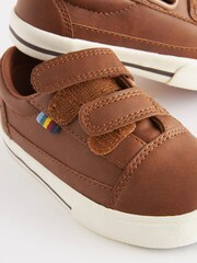 Tan Brown Wide Fit (G) Strap Touch Fastening Shoes - Image 3 of 6