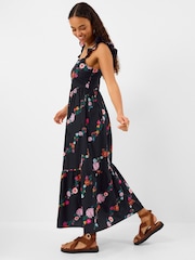 Accessorize Black Floral Print Frill Maxi Dress - Image 1 of 4