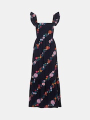 Accessorize Black Floral Print Frill Maxi Dress - Image 4 of 4