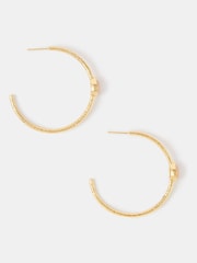 Accessorize Gold Tone 14ct Rose Quartz Teardrop Hoop Earrings - Image 1 of 2