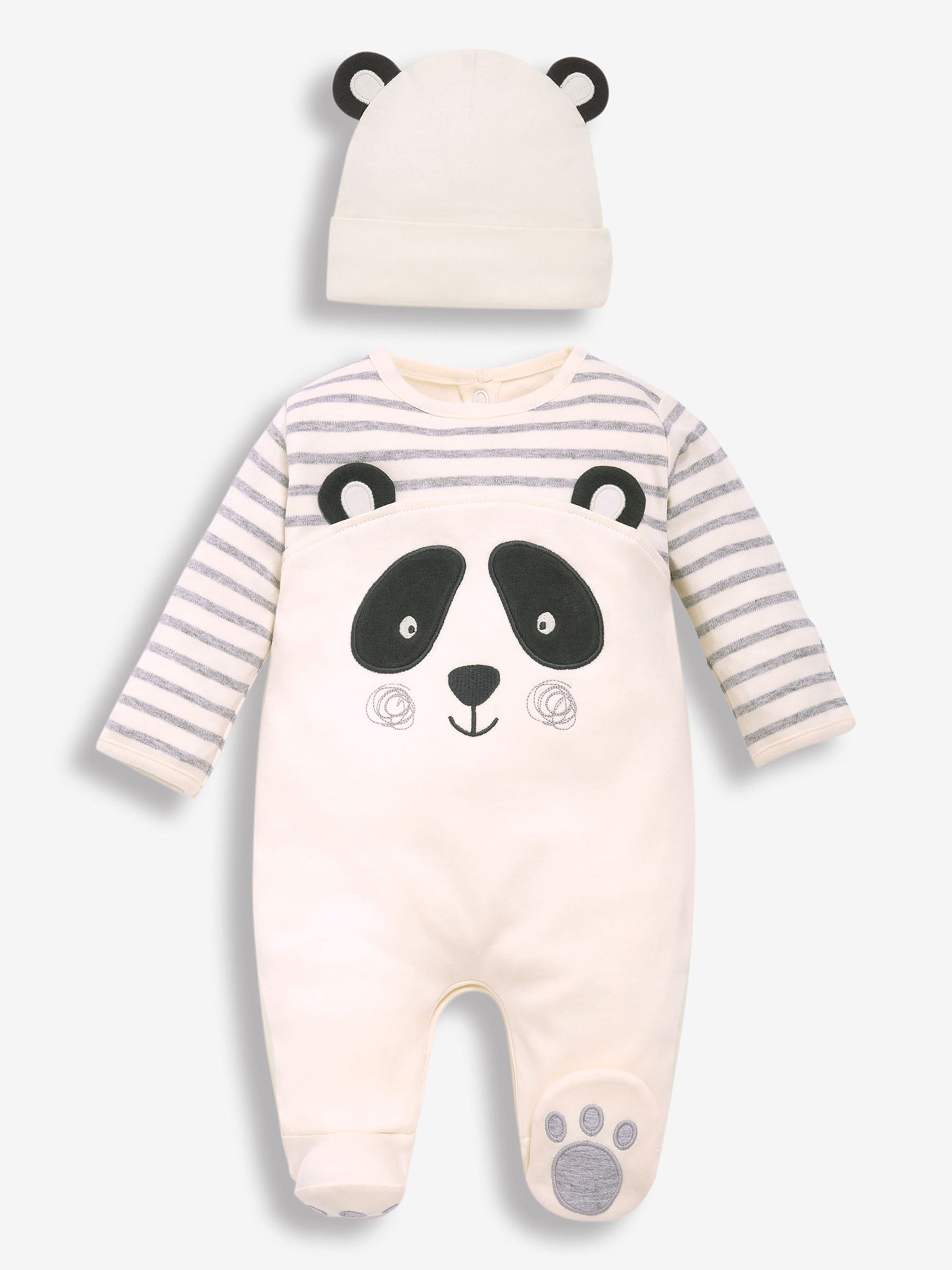 Buy JoJo Maman Bebe Cream 2 Piece Panda Baby Sleepsuit Hat Set from the Next UK online shop
