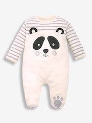 JoJo Maman Bébé Cream 2-Piece Panda Baby Sleepsuit & Hat Set - Image 2 of 3