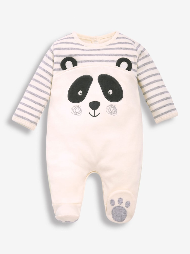 JoJo Maman Bébé Cream 2-Piece Panda Baby Sleepsuit & Hat Set - Image 2 of 3