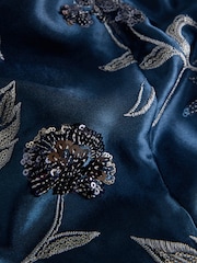 Navy Blue Short Sleeve Tie Fasten Collar Embellished Mini Dress - Image 3 of 3