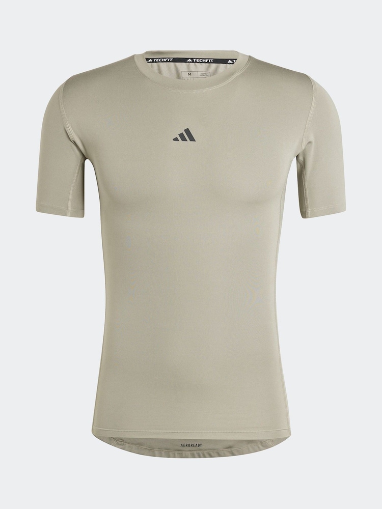 adidas Green TECHFIT Compression Training T-Shirt - Image 7 of 7