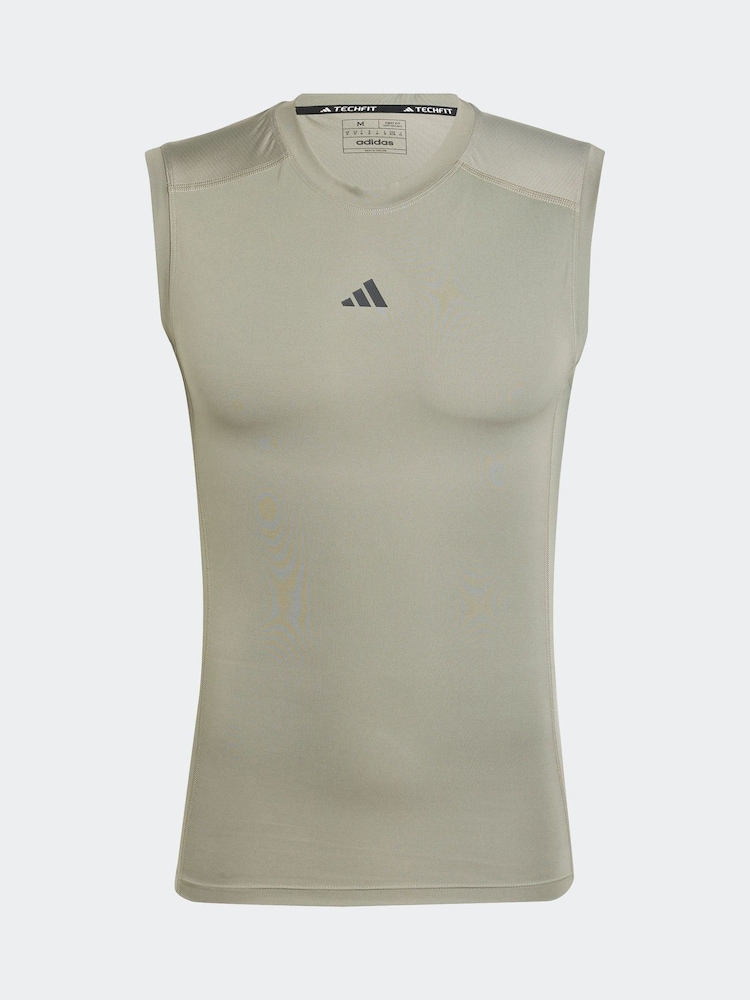 Зеленый - Компрессионный спортивный жилет без рукавов adidas Techfit - Изображение 7 из 7