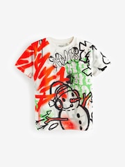Multi Graffiti Short Sleeve Christmas T-Shirt (3-16yrs) - Image 5 of 7