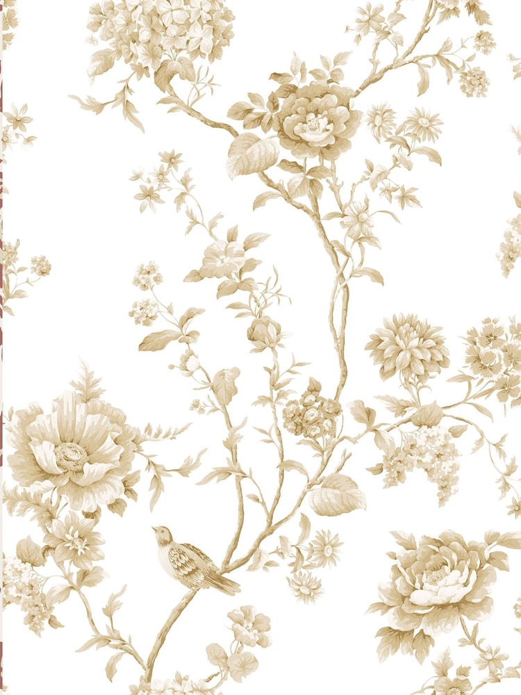 Martha Stewart Antique Gold Floral Vine 10M Wallpaper - Image 2 of 4 Martha Stewart Antique Gold Floral Vine 10M Wallpaper - Image 2 of 4