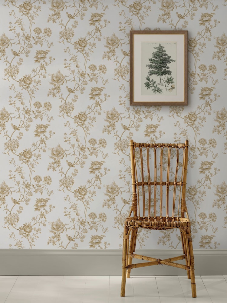 Martha Stewart Antique Gold Floral Vine 10M Wallpaper - Image 4 of 4 Martha Stewart Antique Gold Floral Vine 10M Wallpaper - Image 4 of 4
