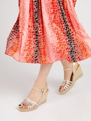 Jones Bootmaker Gold Espadrille Wedge Heels - Image 1 of 6