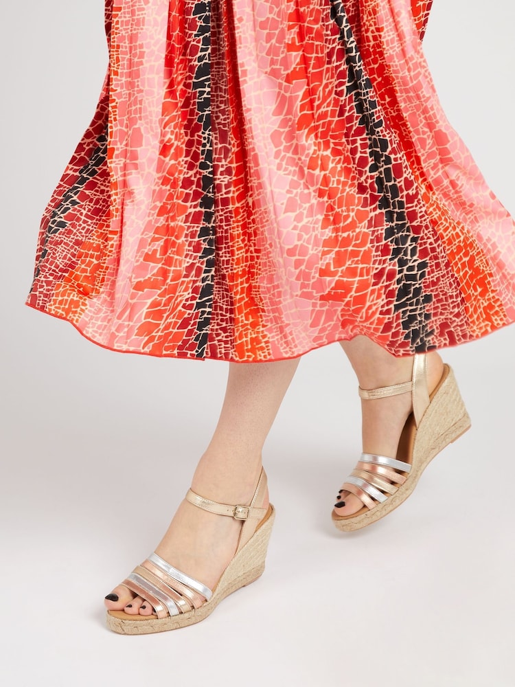Jones Bootmaker Gold Espadrille Wedge Heels - Image 1 of 6