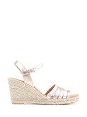 Jones Bootmaker Gold Espadrille Wedge Heels - Image 2 of 6